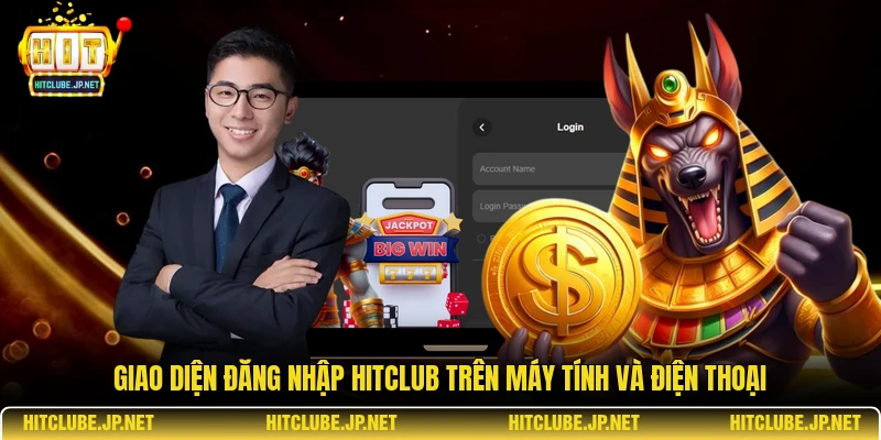 Giao diện đăng nhập Hitclub trên máy tính và điện thoại
